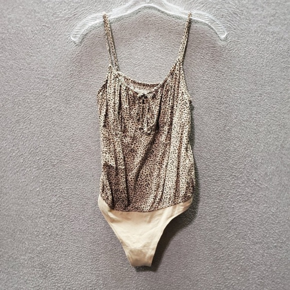 Abercrombie & Fitch Women Top XS Brown Cheetah Print Tank Bodysuit Scoop Neck